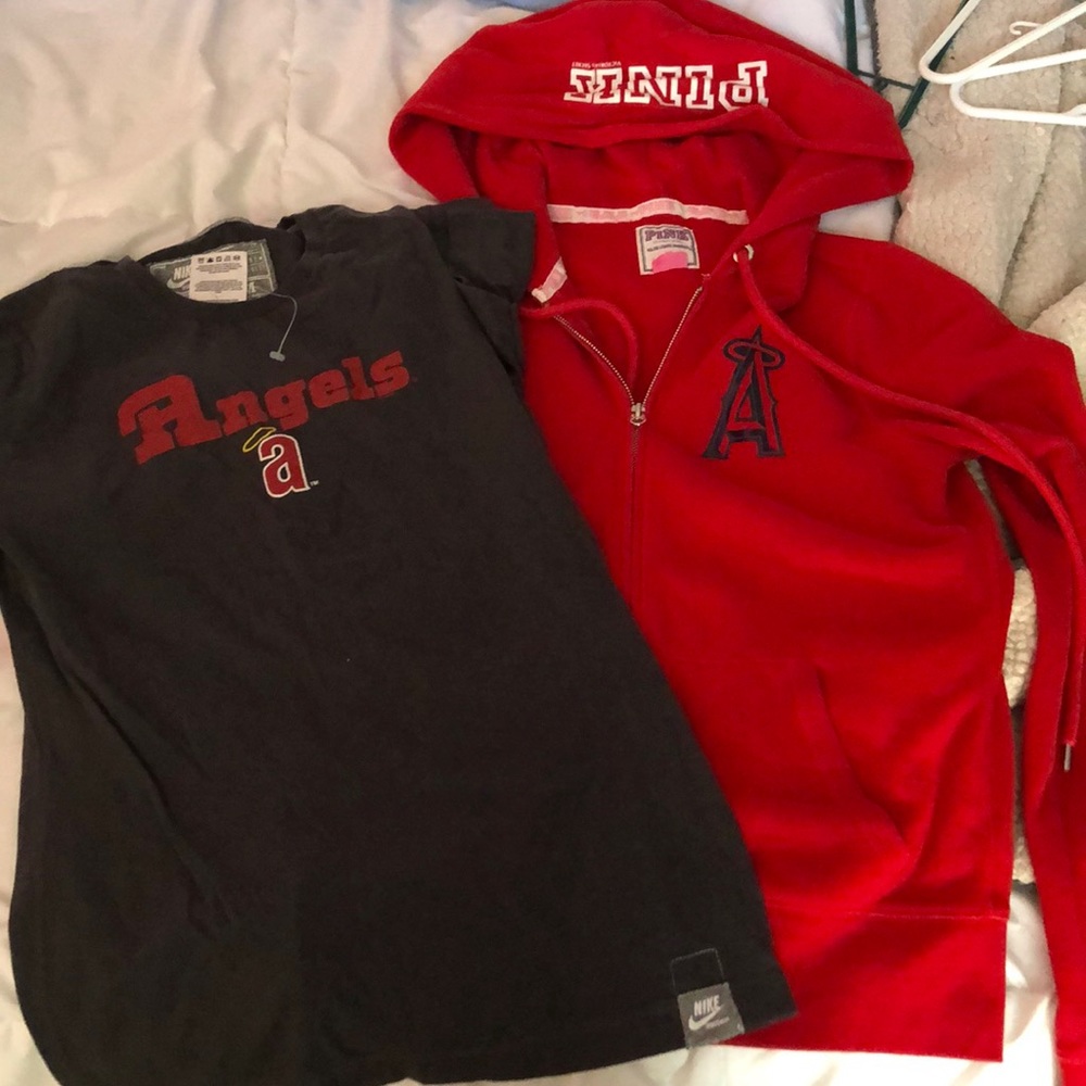 MLB Angels lot hoodie shirt PINK Nike M zip up